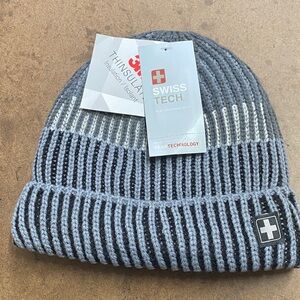Swiss Tech Gray and Black Knit Beanie